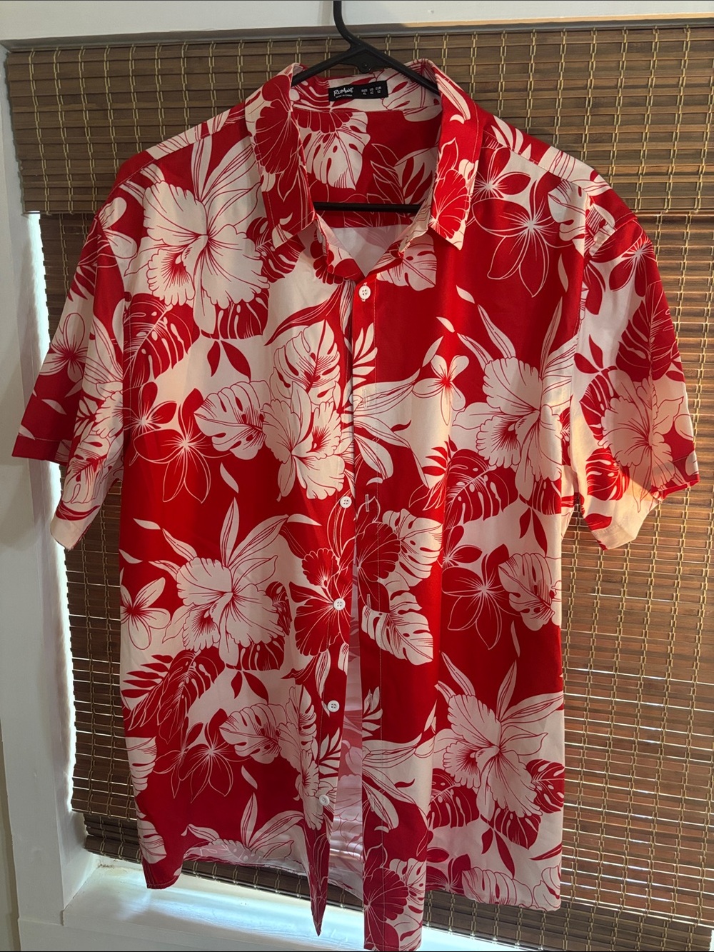 ROMWE Red & White Floral Button-Down Shirt